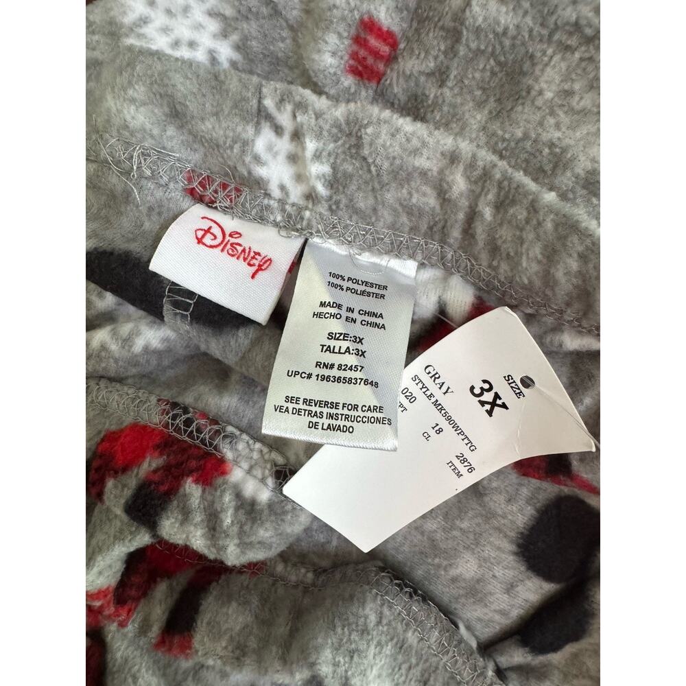Disney Mickey Mouse Pajama Bottoms Pants 3XL Fleece Cozy Gray XXXL Christmas - Picture 6 of 6